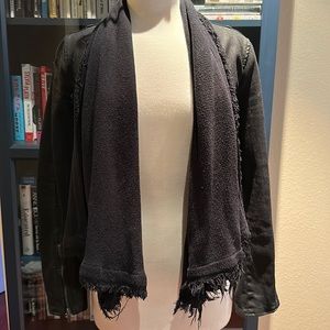 Free People Black Denim Cowl Neck Jacket Size 2